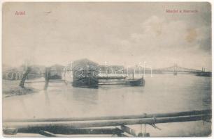 1915 Arad, Maros folyó, úszó hajómalom. Kerpel Izsó kiadása / Mures riverside, floating ship mills (fl)