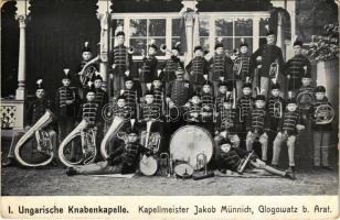 Glogovác, Öthalom, Vladimirescu (Arad); I. Ungarische Knabenkappel, Kapellmeister Jakob Münnich / Első magyar fiú zenekar / First Hungarian boy music band (EK)