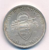 1938. 5P Ag "Szent István" T:AU patina, ph. Adamo P8.1