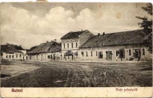 1937 Buttyin, Körösbökény, Buteni, Bucin; Piata principala / Fő tér, üzlet. Simion Branda kiadása / main square, shop (fa)