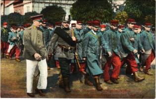 Aus deutschen Gefangenenlagern. Transport gefangener Belgier nach dem Lager / WWI German military, transport of Belgian POWs (prisoners of war) to the camp (EK)