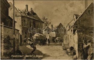 Franktireur-Überfall in Belgien / WWI German military art postcard (EK)
