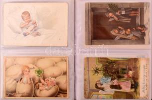 2 db, egyenként 64 férőhelyes albumban 128 db régi képeslap /1898-1944/. Sok litho, szecessziós lapo...