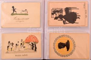 2 db, egyenként 64 férőhelyes albumban 128 db régi képeslap /1898-1944/. Sok litho, szecessziós lapo...