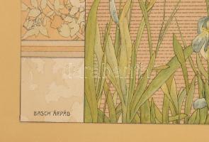 Basch Árpád (1873-1944): Szecessziós hölgy. Litográfia, papír jelzett a nyomaton dekoratív fa keretb...