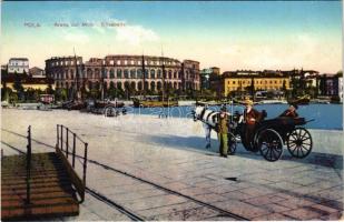 Pola, Pula; Arena dal Molo Elisabetta / amphitheatre with molo. G. C. 1913/14. (EK)