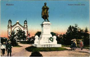 Miskolc, Szemere Bertalan szobra, izraelita templom, zsinagóga. Vasúti levelezőlapárusítás 45-1915. + Res. Div. Br. Tr. 25. 25. B.D. (EK)