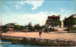 Pola, Pula; Spiaggia S. Pietro / beach, tram (fl)