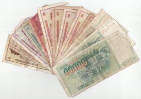 13db-os vegyes, gyenge tartású jugoszláv bankjegy tétel T:F-G közte ragasztott
13pcs of mixed yugos...