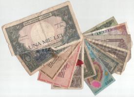 12db-os vegyes, gyenge tartású magyar és külföldi bankjegy tétel T:VG,G közte folt, szakadás, anyagh...