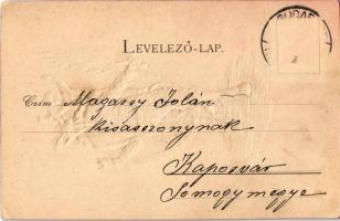 Krampusz kisgyerekkel a puttonyában - dombornyomott / Krampus - embossed (EK)