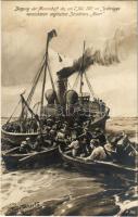 Bergung der Mannschaft des am 7. Mai 1915 vor Zeebrügge vernichteten englischen Zerstörers Maori / WWI German Navy (Kaiserliche Marine) art postcard