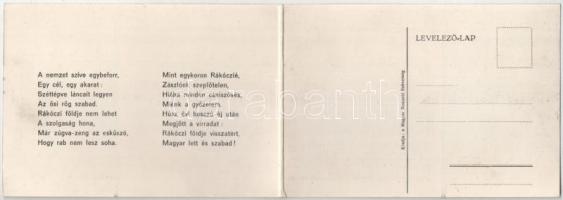 Felvidéki riadó! Rákóczi Ferenc induló kottával. 2-részes irredenta kihajtható képeslap. Magyar Nemz...