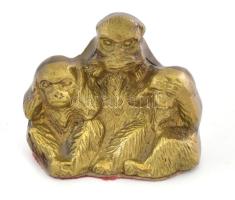 3 bölcs majom bronz figura, 6x5,5 cm