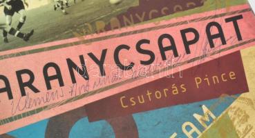 Csutorás Pince Aranycsapat boros doboz, leírással, dobozon Csutorás Ferenc aláírása, 33x9x18 cm