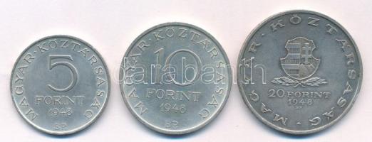 1948. 5Ft Ag "Petőfi" + 10Ft Ag "Széchenyi" + 20Ft Ag "Táncsics" &quot...