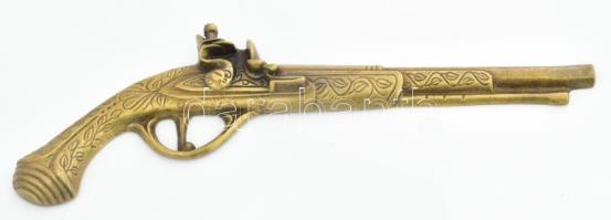Bronz pisztoly dísz, h: 35 cm