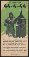 1930 Szürke taxi, telefon: 44-4-44 számolócédula, Abonyi Zoltán grafikája