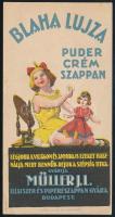 cca 1920-1930 Blaha Lujza puder crém szappan, Müller J. L. illatszer és pipereszappan gyára Budapest számolócédula