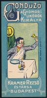 cca 1910-1920 Gondűző gyomorlikőr, Kramer Rezső és Társa Budapest számolócédula