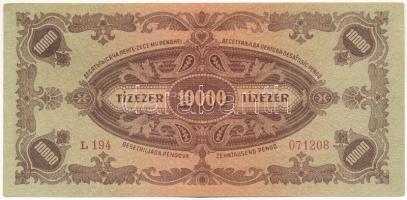 1945. 10.000P "L 194 071208" sorszámmal , "MNB" bélyeggel, a hátoldalán a bélyeg...