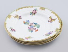 3 darab Herendi Viktória mintás csészealj, jelzett, hibátlan, d: 14 cm