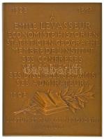 Franciaország 1908. "Emile Levasseur" bronz plakett hiányos tokban. Szign.: J. C. Chaplain...