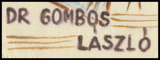 Gedon Anna (1938-?): Ex libris Dr. Gombos László. Batik, szövet, jelzett, 9x6,5 cm. Egyedi ex libris...