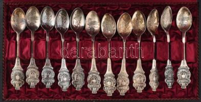 12 darabos Rolex dísz kanál készlet. Bucherer cég, 12 db klf. Ezüstözött fém, díszdobozban / Rolex silver plated spoon set of 12