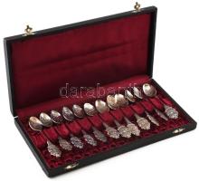 12 darabos Rolex dísz kanál készlet. Bucherer cég, 12 db klf. Ezüstözött fém, díszdobozban / Rolex s...