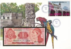 Honduras 1989. 1L felbélyegzett borítékban, bélyegzéssel T:UNC Honduras 1989. 1 Lempira in envelope with stamp and cancellation C:UNC