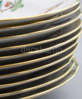 Ritka antik Herend Viktória mintás 10 darabos mélytányér készlet. Jelzett, kézzel festett, hibátlan,...