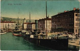 Fiume, Rijeka; Via del Molo, S.M. Dampfer CIRKVENICA (later K.u.k. Kriegsmarine). W.L. Bp. 3801. 1911-14. (gluemark)