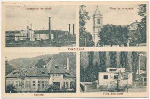 1937 Nándorhegy, Otelu Rosu, Ferdinand, Ferdinandsberg; Laminorul de tabla, Biserica rom.-cat., Spitalul, Villa Auschnitt / acélgyár, római katolikus templom, kórház, villa / steelworks, factory, Catholic church, hospital, villa (fl)