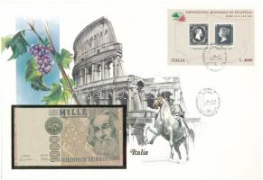 Olaszország 1982. 1000L felbélyegzett borítékban, bélyegzéssel T:UNC Italy 1982. 1000 Lire in envelope with stamp and cancellation C:UNC