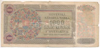 Szlovákia 1940. 1000K T:VG ragasztónyom Slovakia 1940. 1000 Korun C:VG gluemark Krause P#13