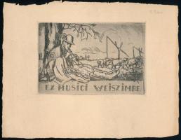 Parobek Alajos (1896-1947): Ex Musici, Weisz Imre. Rézkarc, papír, jelzett a karcon, lap széle sérült, 7×11 cm
