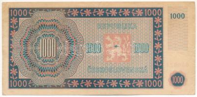 Csehszlovákia 1945. 1000K T:F fo. Czechoslovakia 1945. 1000 Korun C:F spotted Krause P#74