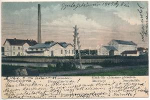 1905 Gyulafehérvár, Karlsburg, Alba Iulia; Villamostelep, Glück-féle Johanna gőzmalom. Schäser Ferenc fénynyomdai műintézete / Elektrizitäts-Werke, Dampfmühle / electric power plant, steam mill (EK)