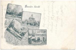 1901 Buziásfürdő, Buziás, Baile Buzias; Gyógyterem, étterem és kávéház, hideg-vízgyógyintézet, Mihály-forrás. Erdélyi cs. és kir. udvari fényképész műterméből / spa, bath, restaurant and café, spring source. Art Nouveau, floral (fl)