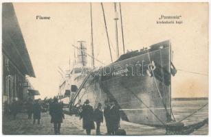 1907 Cunard Magyar-Amerikai vonal a Pannónia kivándorlási hajó Fiume kikötőjében. Leopold Rosenthal kiadása / Piroscafo Ung. Croata Pannonia / Cunard Hungarian-American Line. Emigration ship Cunard Line RMS Pannonia in Rijeka (EK)