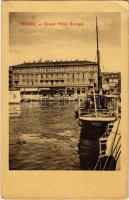 1910 Fiume, Rijeka; Grand Hotel Europa, Dampfer VELEBIT (later K.u.k. Kriegsmarine) (EK)