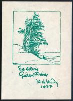 Kós Károly (1883-1977): Ex libris Gábor Dénes, 1977. Klisé, papír, jelzett a klisén, 8x7 cm.