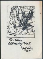 Kós Károly (1883-1977): Ex libris Dr. Demeter Jenő, 1977. Klisé, papír, jelzett a klisén, 8x7 cm.