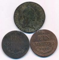 1800S 3kr Cu "I. Ferenc" + 1816A 1kr Cu + 1816B 1kr Cu T:F