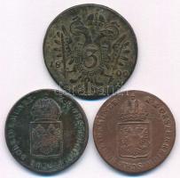 1800S 3kr Cu "I. Ferenc" + 1816A 1kr Cu + 1816B 1kr Cu T:F