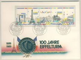 Franciaország 1989. 5F "Eiffel-torony" érmés, bélyeges borítékon, alkalmi bélyegzővel T:1 Ismertetővel!