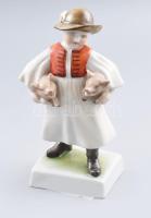 Herendi malacokat vivő fiú (formaterv : Vastaghné), kézzel festett, , jelzett, hibátlan m:19 cm