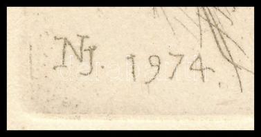 Nechánszky József (1936-): Mária kisdeddel. Rézkarc, papír, jelzett, 11,5×9,5 cm