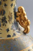 Terebess keleti stílusú porcelán váza, jelzett, kisebb kopásokkal, m: 41 cm